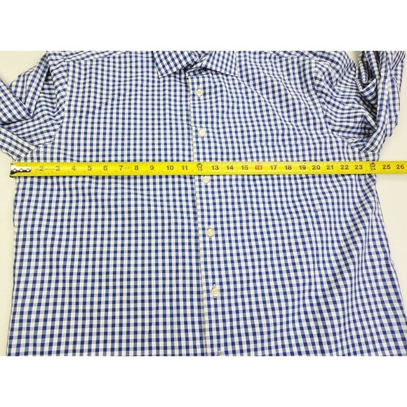 Egara Non Iron Modern Fit Size XLT 17-17.5 Mens Blue White Check Spread Collar - Picture 3 of 9